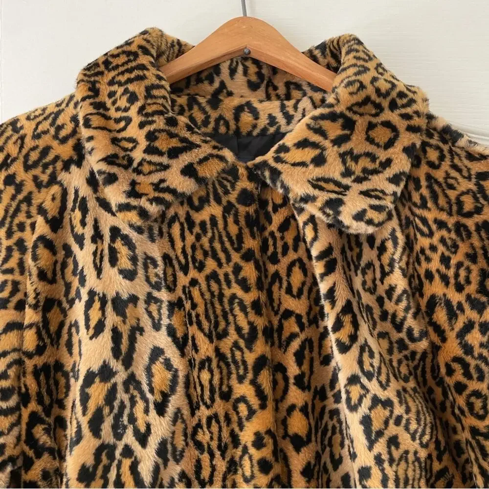Dennis Basso Leopard Print Faux Fur Coat 1X Vintage Animal Print Mob Wife Style